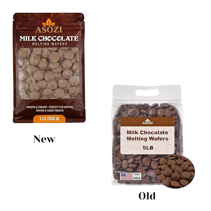 ASOZI Milk Chocolate Melting Wafers - 5 Pound Premium Quality Melting Wafers Easy Melt Chocolate for Dubai Chocolate Bars Baking Candy Making &amp Confections