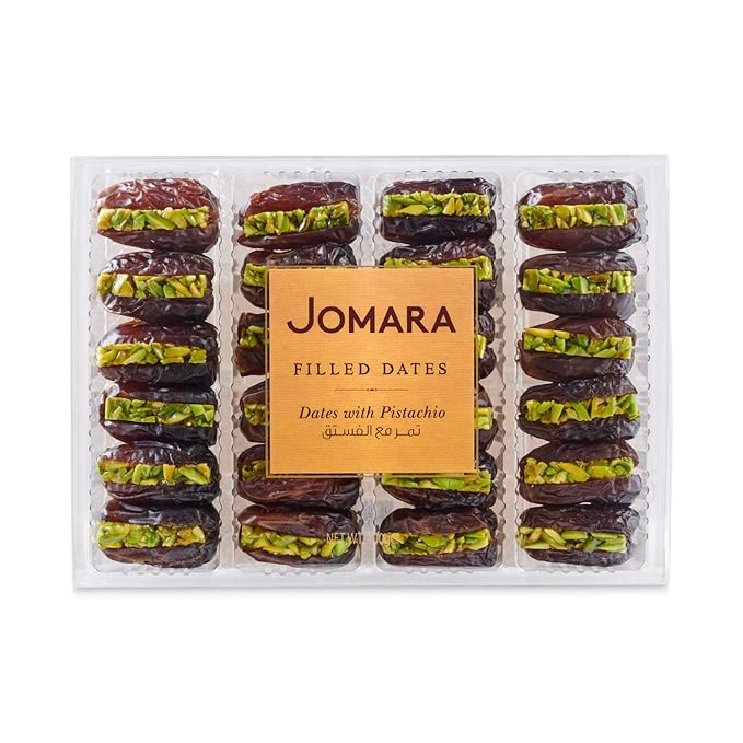 Jomara Organic Dates with Pistachio 14oz (400g) | Healthy Dried Fruit | Fiber and Antioxidants Natural Source | Vegan Gluten Free Paleo | (Pack of 1)