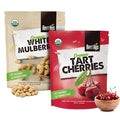 Berrilys Natural Unsweetened Dried Tart Cherries 1 lb No Sweet Added Great for Baking Snacking &amp Salads + Natural Dried Mulberries White Mulberry Non-GMO Unsulfured Raw 10oz Plant-based.