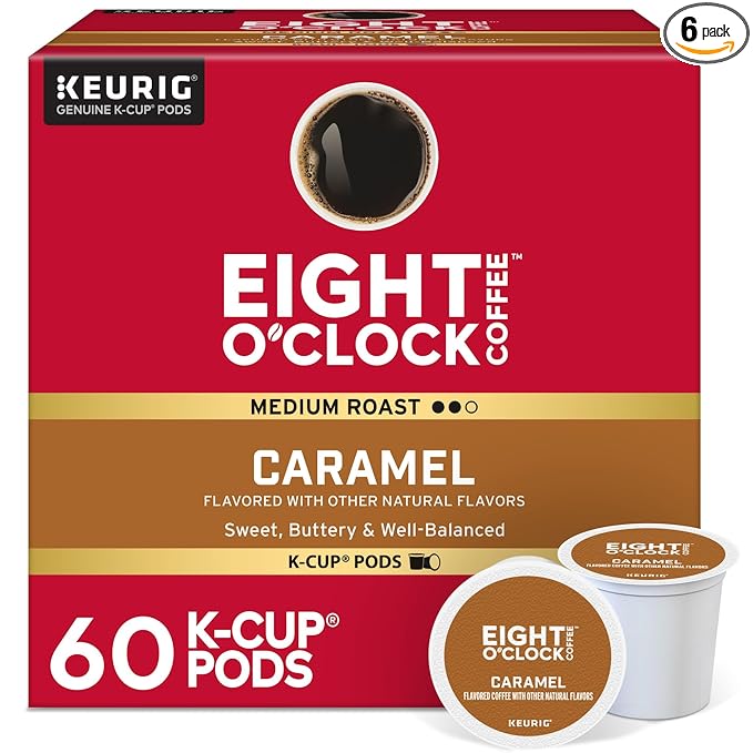 Eight O'Clock Coffee Caramel Keurig Single-Serve K-Cup Pods Flavored Coffee 60 Count (6 Packs of 10)