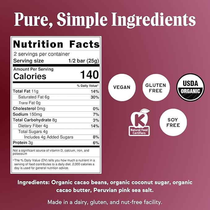 Raaka Salted Super Dark Chocolate Bars - 90% Cacao Organic Vegan Kosher Gluten Free Cane Sugar Free - Lightly Sweetened with Coconut Sugar - 1.8oz Bars 12-Pack