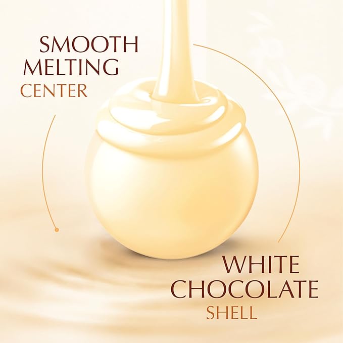 Lindt LINDOR White Chocolate Candy Truffles Smooth Melting Truffle Center Bulk Candy Individually Wrapped 60 Ct