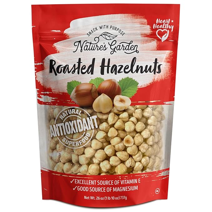 Nature’s Garden Roasted Hazelnuts – 26oz Whole Roasted Hazelnuts Raw Bulk Hazelnuts High Fiber Kosher Certified Cholesterol Free Hazelnuts For Baking Healthy Snack – Bulk 26 Oz Bag (Pack of 1)