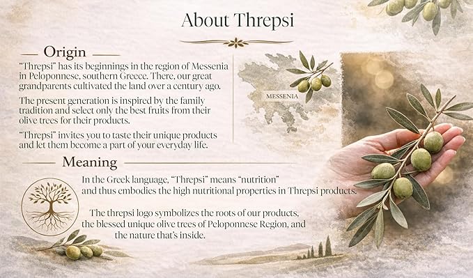 Threpsi Organic Extra Virgin Olive Oil | Extracted Cold | 100% Koroneiki Olives | Grown by Small Family Farmers near Kalamata