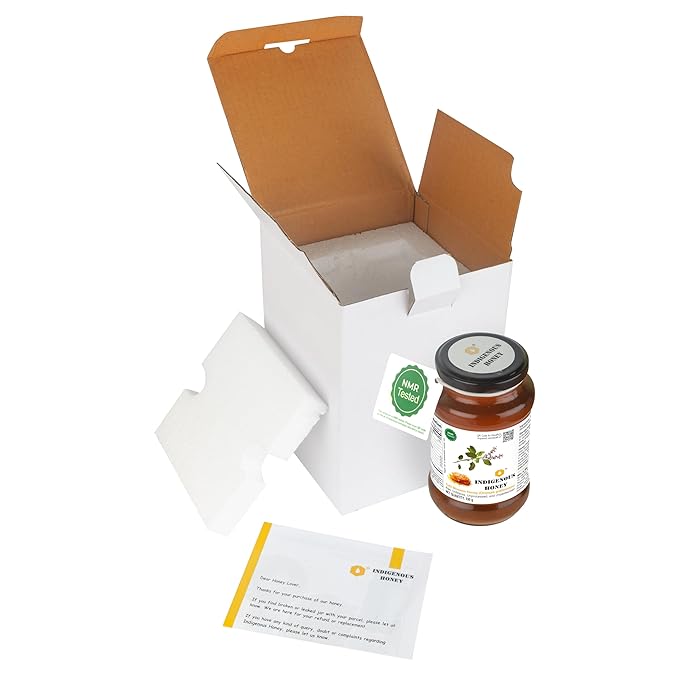 INDIGENOUS HONEY Tulsi Basil Honey Raw Natural Pure Unprocessed NMR Tested Unpasteurized Unheated 530g Glass Jar Pack of 1
