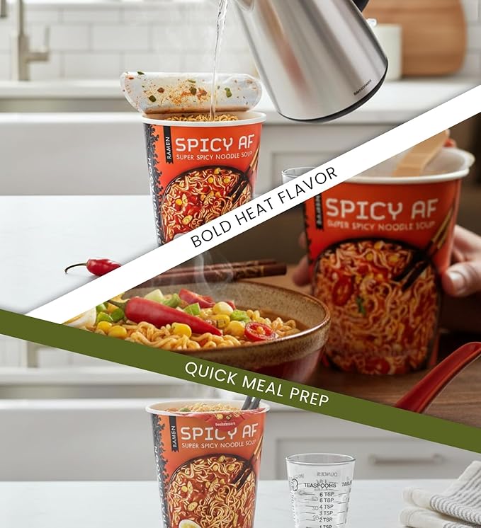 Snapdragon Spicy Ramen Cup – 6 Pack (2.2 oz Each) – Instant Noodle Cups for Quick Meals – Chili Spice &amp Savory Broth – Spicy Variety – Microwave-Ready Cups with Measuring Cup