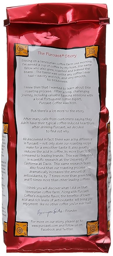 Puroast Low Acid Coffee Whole Bean | Lost Art Whole Bean | Medium Roast | High Antioxidants &amp High pH |No Bitter Aftertaste | Reduced Heartburn &amp GERD | Suitable for Cold Brew - 2.2 LB
