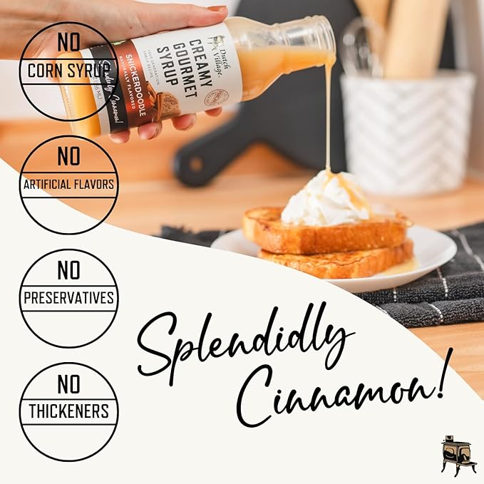 Creamy Gourmet Breakfast &amp Dessert Syrup | Organic Ingredients - Clean Label | No Preservatives Artificial Flavors or Corn Syrup | Gluten-Free | Dutch Village Salted Caramel &amp Snickerdoodle