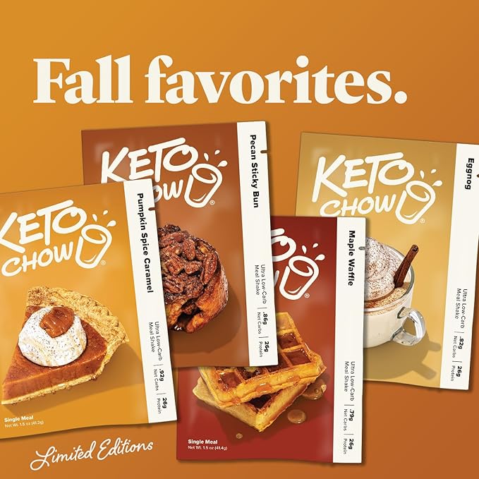 Keto Chow Caramel Pumpkin Spice | Keto Meal Replacement Shake Powder | Nutritionally Complete | Low Carb | Delicious Easy Meal Substitute | Protein Rich You Choose The Fat | 21 Meal Serving