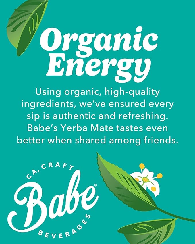 Babe Organic Yerba Mate Energy Drinks | 150mg Plant-Based Caffeine | Natural Yerba Mate Tea with No Crash No Jitters (Dragon Fruit &amp Passion Fruit Zero Sugar)