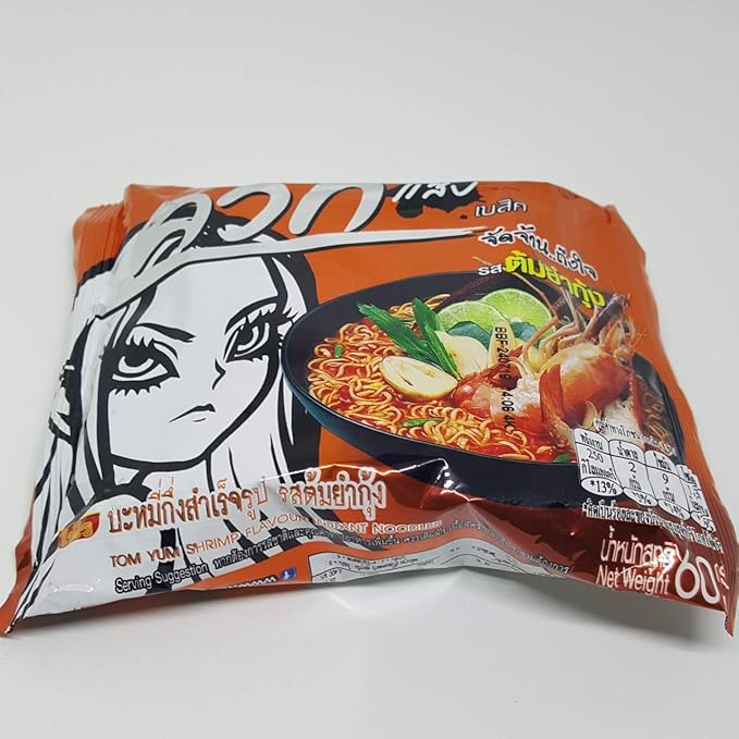 (60g. x 5 Packs) Tom Yum Shrimp Flavour Quick Cooking Thai Instant Noodles Soup Fest Spicy Food