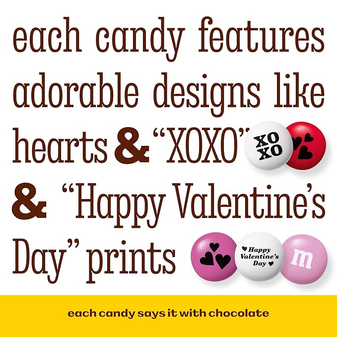 M&ampM’S Valentine's Day Chocolate Gift Kit 2lb Red Pink White M&ampM'S with Messages 20 Heart-Shaped Silver Tins for Personalized Candy Favors Galentine’s Gifts Party Favors Office Candy Treat