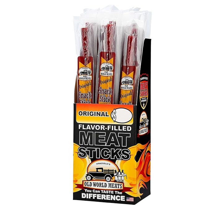 Old World Meats Meat Sticks 110 Calories Keto Low Carb 1g Sugar Fuelings 20 Pack 1 ounce sticks (Original Mild)