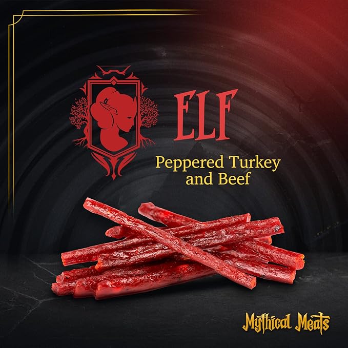 Mythical Meats Humanoid Flavor Elf 12-Pack Snack Sticks – Sweet Pepper Turkey – Dried &amp Dehydrated Meats Seasoned to Perfection – High Protein Snacks