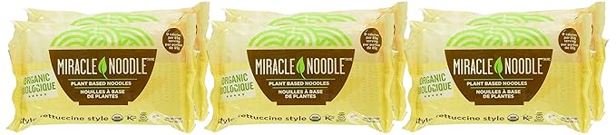 Miracle Noodle Organic Fettuccine Konjac Shirataki Noodles - Plant Based Keto Vegan Gluten Free Low in Carbs &amp Calories Non-GMO Paleo - 7 Oz 6-Pack