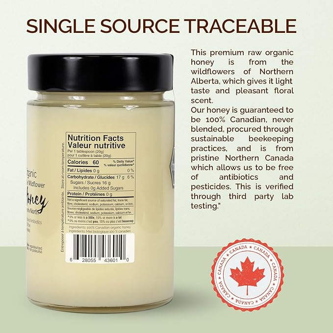 OneRoot Raw Honey Bundle – 500g Buckwheat &amp 1.1 lbs Organic Canadian Wildflower Honey – Unheated &amp Nutrient-Rich – Antioxidant-Packed Natural Sweeteners
