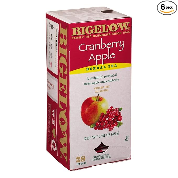 Bigelow Tea Bags Cranberry Apple Herbal 28-Count Boxes (Pack of 6)