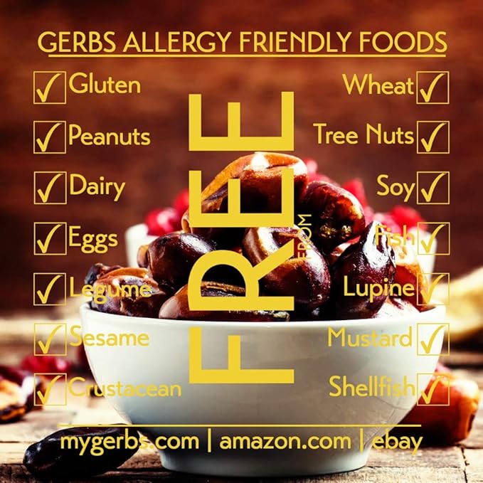 Gerbs Dried Araya Dates 2 lbs. | Unsulfured Pitted Resealable Bag | Naturally Sweet &amp Fiber-Rich | Top 14 Allergen-Free