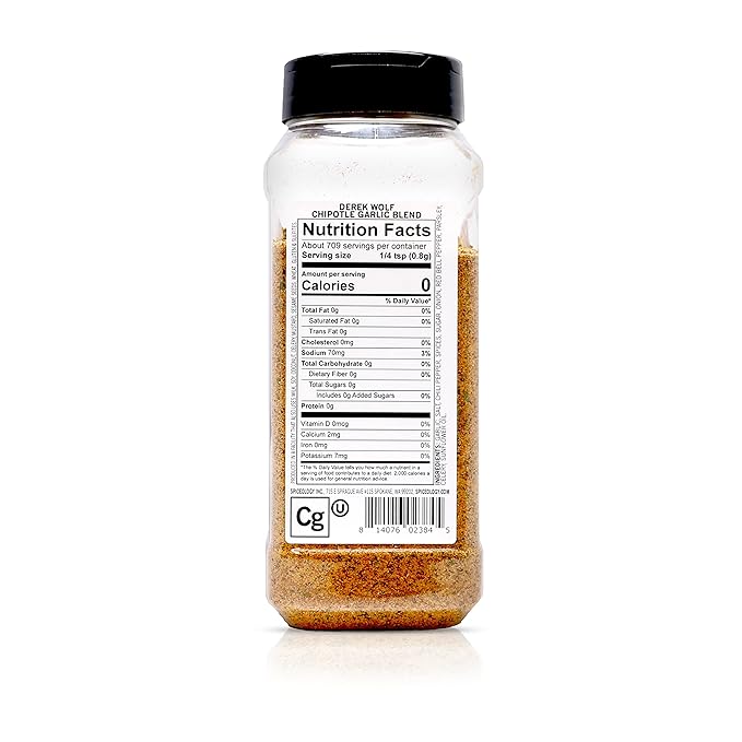 Spiceology &amp Derek Wolf - Chipotle Garlic Seasoning - Southwest Barbeque Rubs Seasonings and Spice Blends - Use On: Pork Wings Eggs Chicken Beef Ribs Tacos and Vegetables - 20 oz