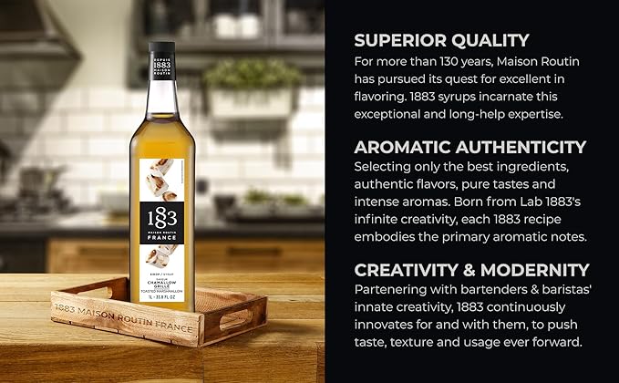 1883 Toasted Marshmallow Syrup for Drinks 1 Liter Glass Bottle