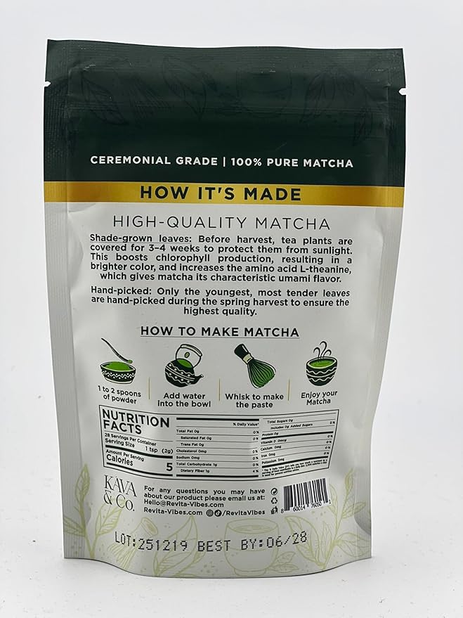 Kava &amp Co. Ceremonial Grade Japanese Matcha Green Tea Powder