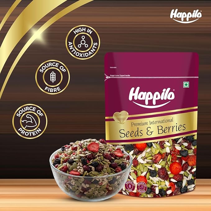 Happilo Premium International Seeds &amp Berries Mix 200G Pack Contains Healthy Seeds &amp Dried Berries Low In Calories High In Nutrients Morning Snack 200 G (Pack Of 1)
