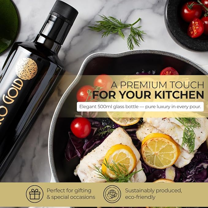 Morocco Gold Early Harvest Extra Virgin Olive Oil – Cold Pressed – Polyphenol Rich 652mg/kg EVOO Fresh Harvest Pure and Natural. 500ml/17 Fl Oz