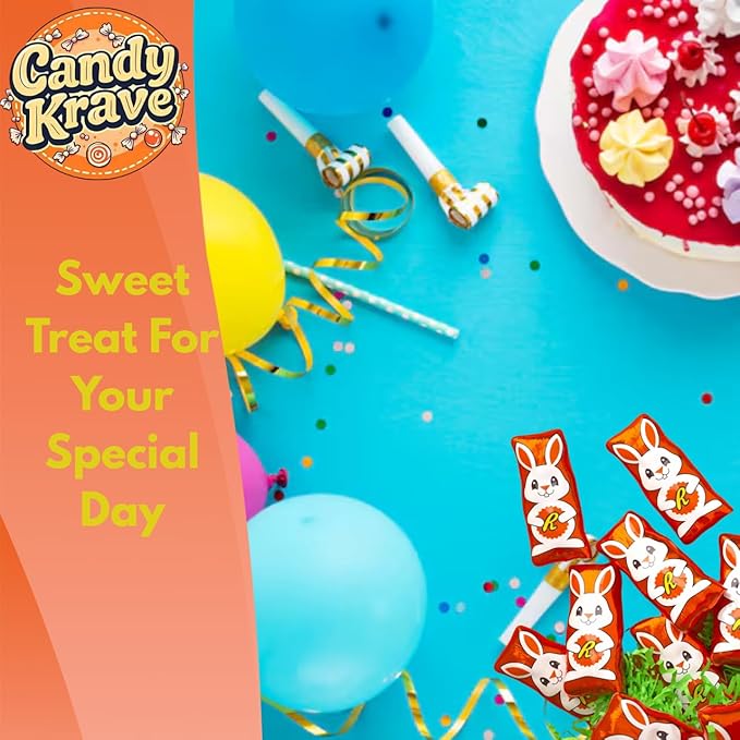 CandyKrave Reses Peanut Butter Crème Bunnies Easter Candy - 2lb Bulk Milk Easter Chocolate candy - Bulk Reses Individually wrapped chocolate candy for Easters Birthdays &amp Christmas