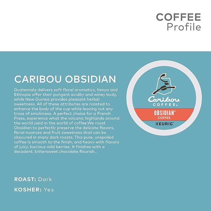 Caribou Coffee Obsidian Single-Serve Keurig K-Cup Pods Medium Roast Coffee 72 Count