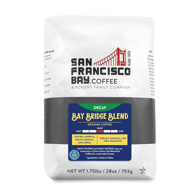 San Francisco Bay Ground Coffee - DECAF Bay Bridge Blend (28oz Bag) Medium Roast Swiss Water Processed