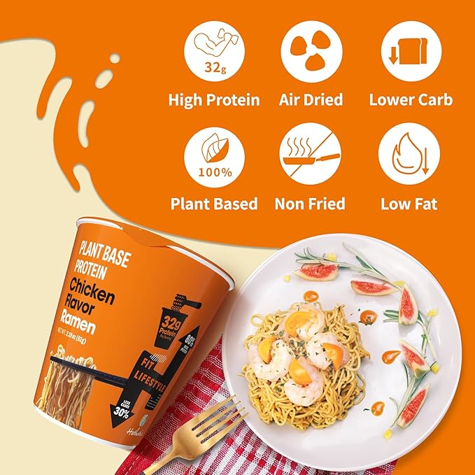 Hethstia High-Protein Ramen Chicken 6 Pack &amp Konjac Jelly Lychee 10 Pouches Plant-Based Instant Soup &amp Drinkable Jelly Low Calorie Keto Vegan Healthy Food Gift