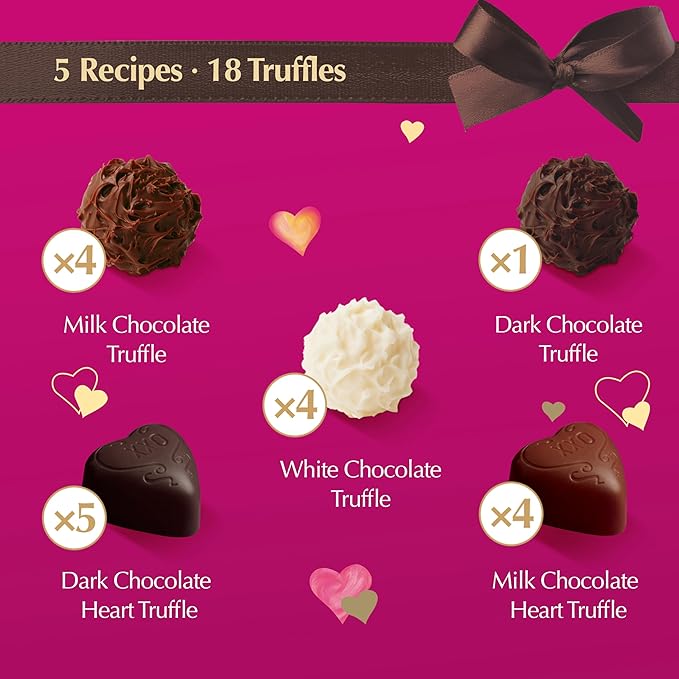 Lindt Valentine's Classic Heart Assorted Gourmet Chocolate Candy Truffles 8.8 oz.