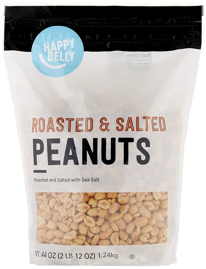 Amazon Brand Happy Belly Whole Raw Almonds (48 Ounce) and Roasted and Salted Peanuts (44 Ounce)