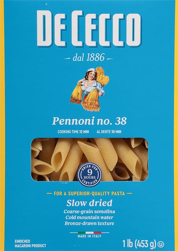 De Cecco Pasta Pennoni No.38 1 Pound (Pack of 12) - Made in Italy High in Protein &amp Iron Bronze die