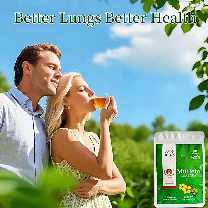 Orangic Mullein Detox Tea for LungsSmokerRespiratory Support-Pure Mullein Leaf Herbal Tea for Lung Cleanse18 Premium Herbs BlendBreath Easy TeaCaffeine Free100% Natural30 Tea Bags