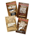 Kaimana Jerky Variety Pack - Ahi Tuna Salmon &amp Wahoo Ono Fish Jerky - All-Natural Wild-Caught Protein-Packed Omega-3 Rich - Made in Hawaii - 4 Bags Great Gift for Dad or Military Care Package