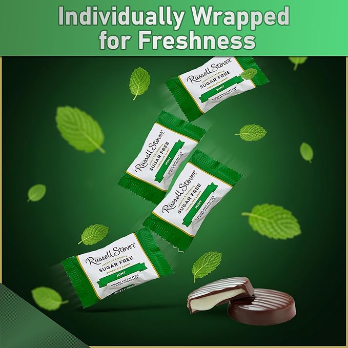 Sugar Free Peppermint Patties – Dark Chocolate Mint Patties Sweetened with Stevia – Guilt-Free Zero Sugar Chocolate Candy for Diabetics &amp Keto – 1lb Bulk Pack Sugar-Free Candy Treats