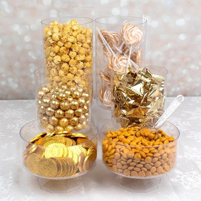 6.75lbs Gold Candy Buffet Set With Chocolate Coins Swirly Pops Wrapped Miniatures Foiled Chocolate Balls And Buttermints For Parties (Feeds 24-36 People) - Candy Only