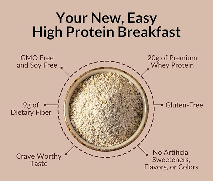 Naked Oats - Chocolate PB Banana Overnight Oats 20g Whey Protein Gluten-Free Oatmeal Instant Breakfast or Shake High Protein Oatmeal High Fiber Breakfast Shake Non GMO No Soy - 12 Servings