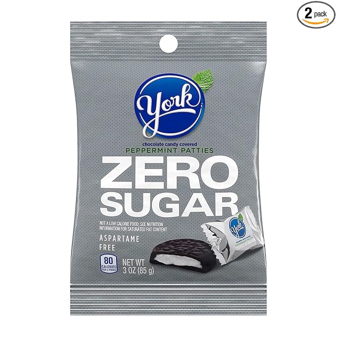 Zero Sugar Peppermint Patties Chocolate Covered Mint Candy Aspartame-Free 3 oz Bag (Pack of 3) Low Calorie Sugar-Free Sweet Treats Gluten-Free (Packof 3)