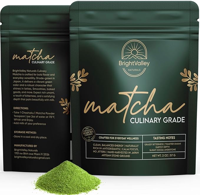 Culinary Premium Grade Matcha Powder – 100% Japanese Matcha Green Tea Powder for Lattes Baking &amp Smoothies Smooth Flavor Antioxidants &amp Clean Energy Shade-Grown &amp Stone-Ground – 2 oz