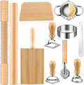 11 Pcs Pasta Making Tools Kit - Includes Wooden Gnocchi Board with Ravioli Stamp Cutter Threaded Rolling Pin Dumpling and Pasta Maker - Gift for Homemade kitchen Baking Lovers