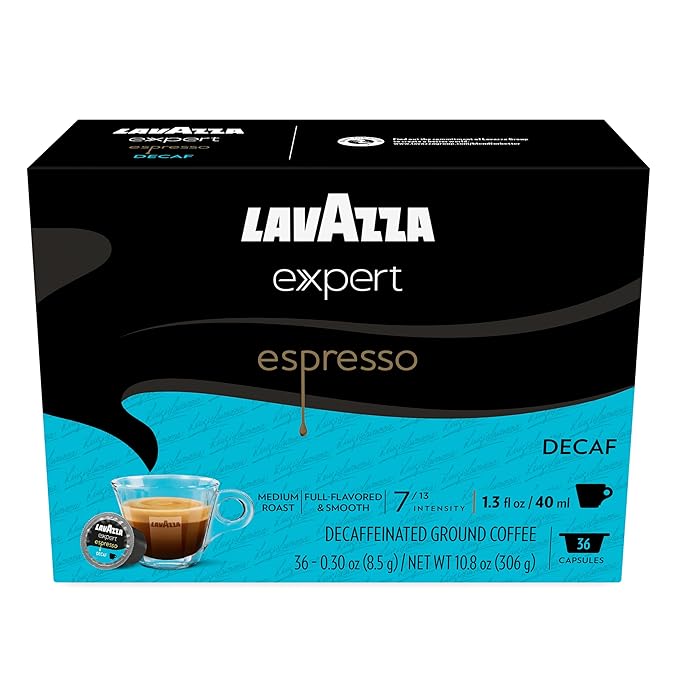 Lavazza Expert Espresso Decaf Capsules Medium Roast Arabica and Robusta Blend Compatible with Lavazza Classy Machines (72 Capsules)