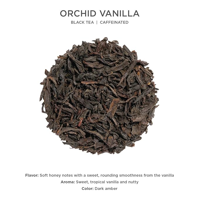 Tea Forte Orchid Vanilla Premium Caffeinated Black Tea Blend Event Box Bulk Pack 40 Count 10 per tray Individually Wrapped Handcrafted Pyramid Infusers