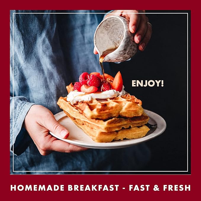 Classique Fare Belgian Waffle Mix - Makes Light and Crisp Waffles Pancakes Muffins and Crepes - Works with Griddle Maker - Fast and Fresh Breakfast Foods - 1 Pound (Pack of 6)
