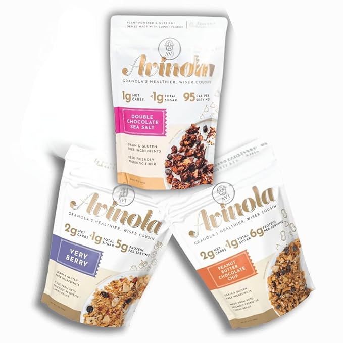 Superfood Granola- Grain-Free Keto No Sugar Added - No oats Superfood Snack made from lupini beans with Berry Flavors Gluten-Free (9 Ounce (Pack of 3) Chocolate Berry &amp Peanut Butter)
