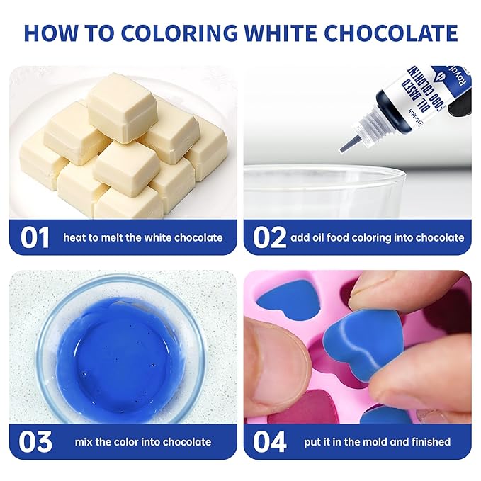 Oil Based Food Coloring for Chocolate 18 Colors x 20 ml Concentrated Oil Food Dye for Melting Chocolate Candy Melts Cake Pops Strawberries