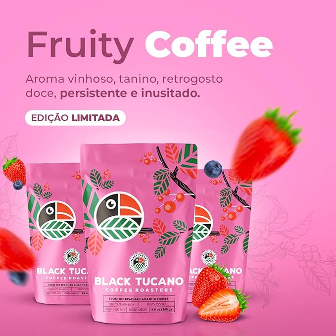 Exotic Specialty Coffee Black Tucano - Brazilian Medium Roast with Sublime Fruit Notes - Coffee - 8.8 Ounces 250 Gr Ground