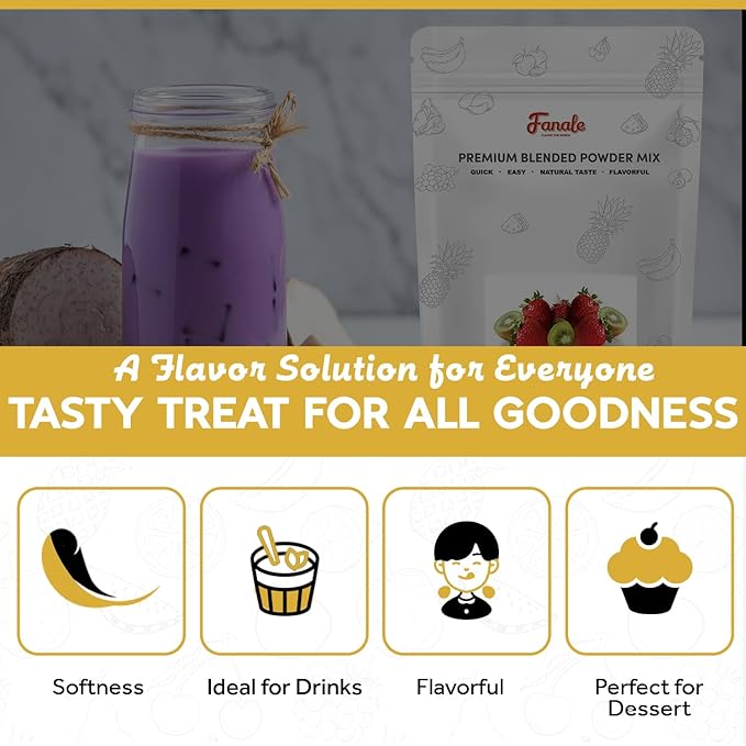 Fanale Premium Ube Taro Bubble Tea Flavoring Powder | Purple Sweet Potato Powder | Perfect for Baking Smoothies Desserts and Drinks | Instant Flavoring Powder for Boba Milk Tea - 2 Pounds (Pack of 1
