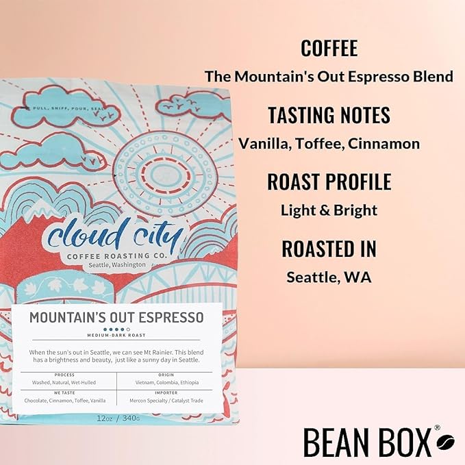 The Mountain's Out Espresso Blend - Roasted by Cloud City Coffee - Whole Bean Coffee - 12 Ounce Bag